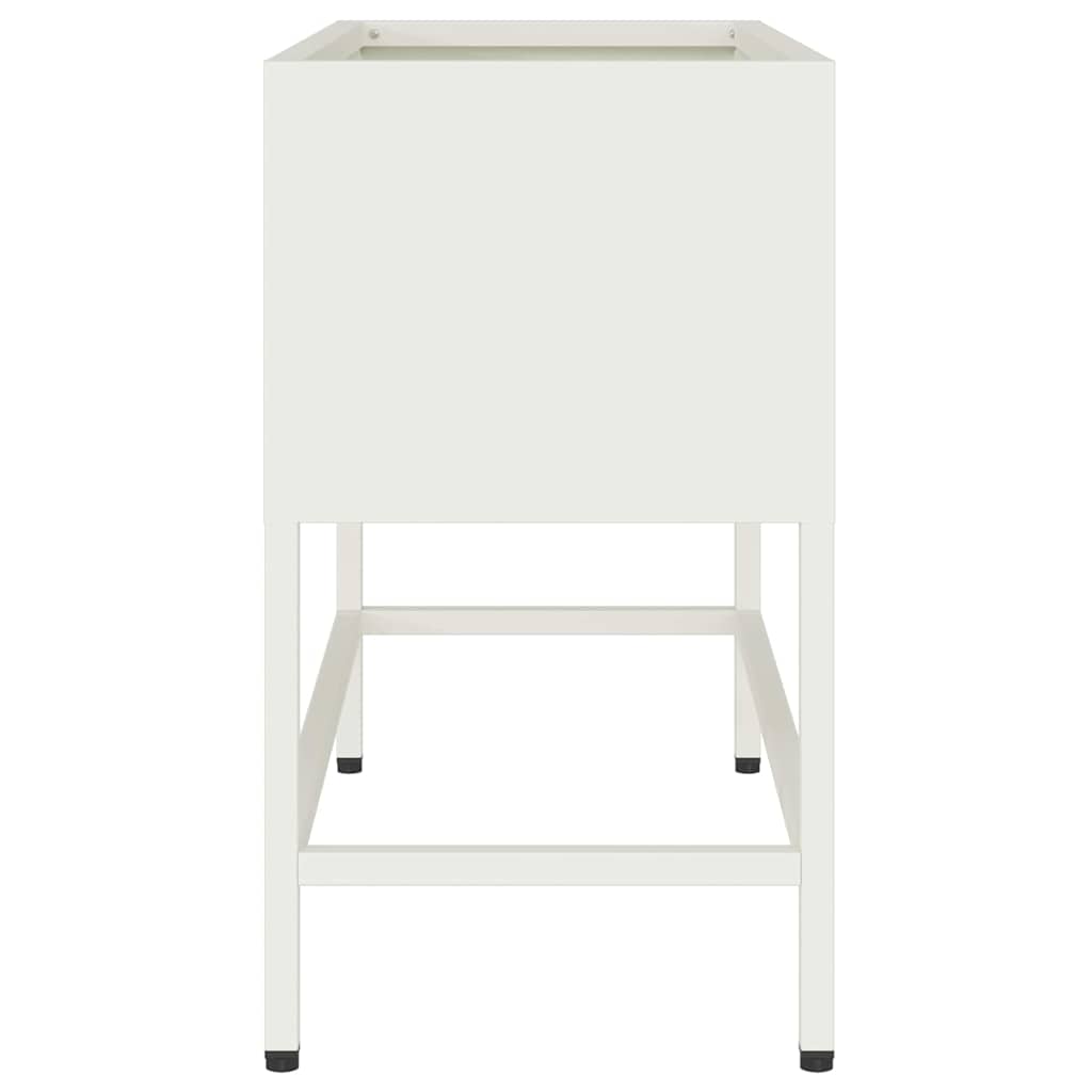 vidaXL Υψωμένη Γλάστρα Κήπου Λευκό 60 x 26 x 45 εκ Ατσάλι