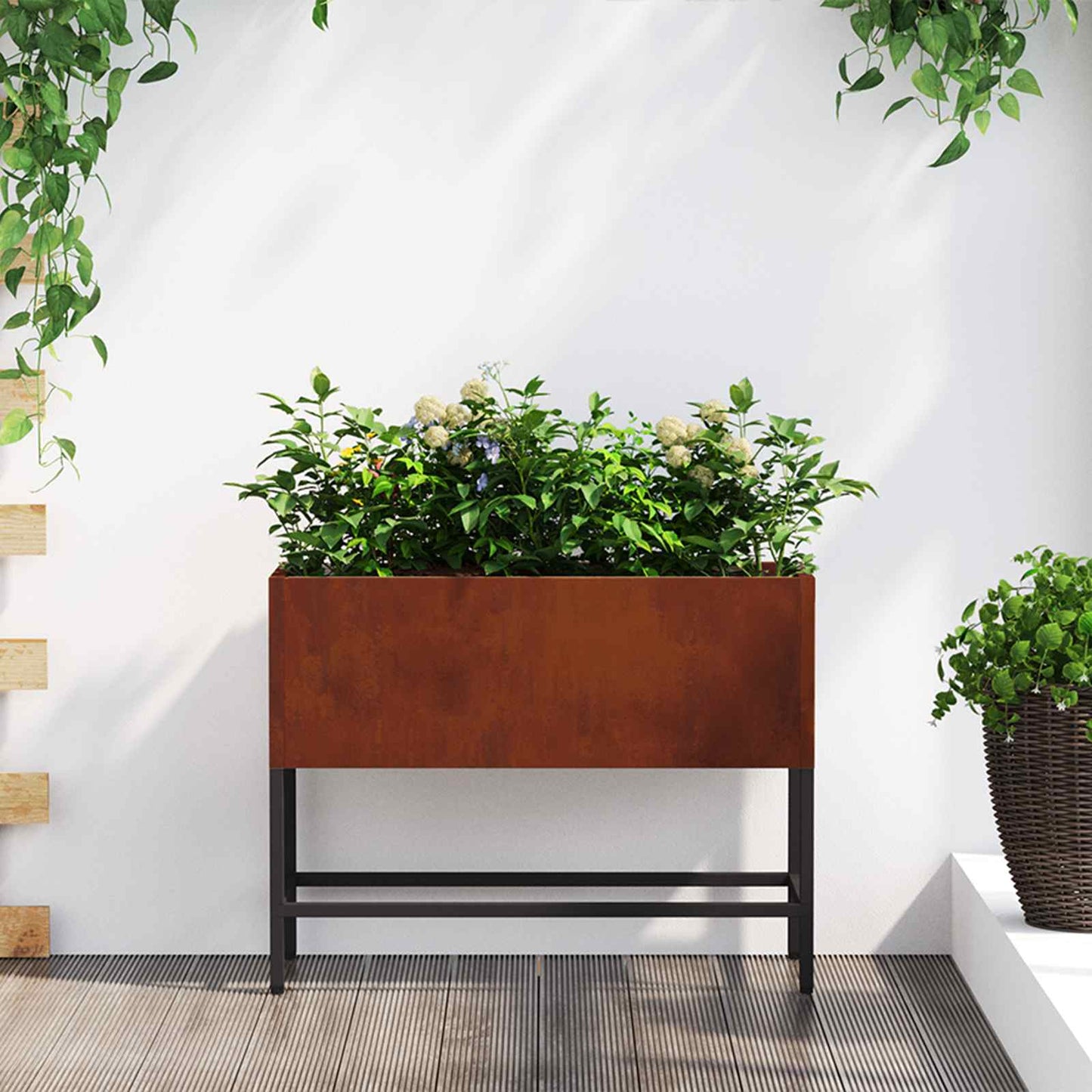 vidaXL Υψωμένη Γλάστρα Κήπου Σκ rusty 60 x 26 x 45 εκ