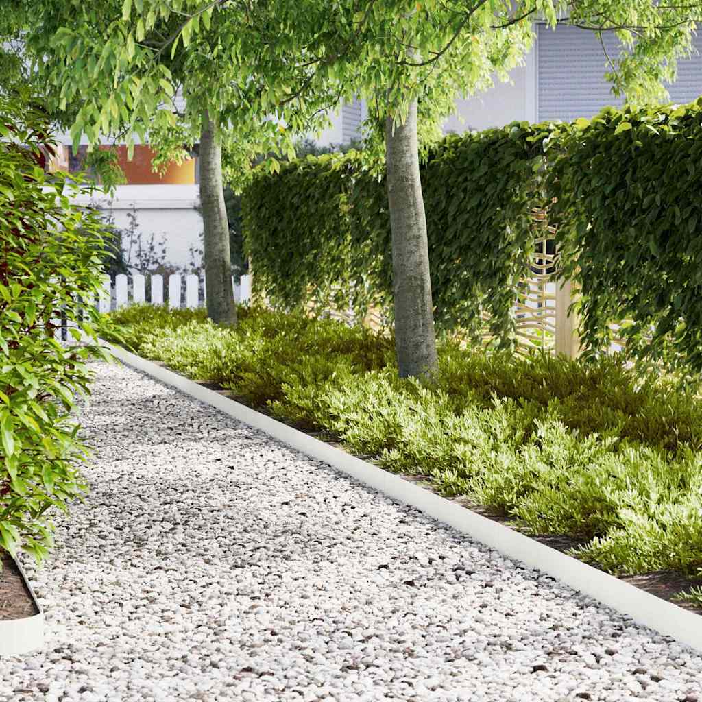 vidaXL Περιγράμματα γκαζόν 50 pcs Λευκό 100 x 0.5 x 15 εκ Ατσάλι