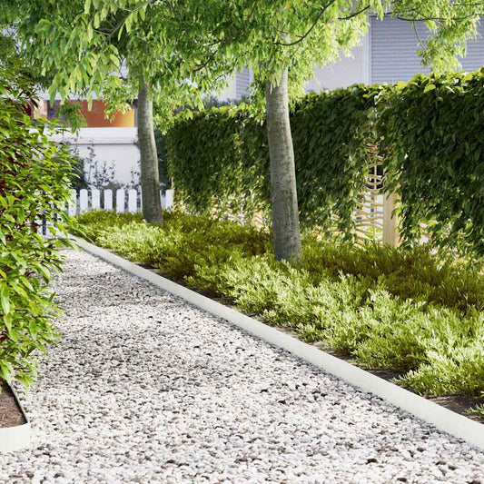 vidaXL Περιγράμματα γκαζόν 50 pcs Λευκό 100 x 0.5 x 15 εκ Ατσάλι