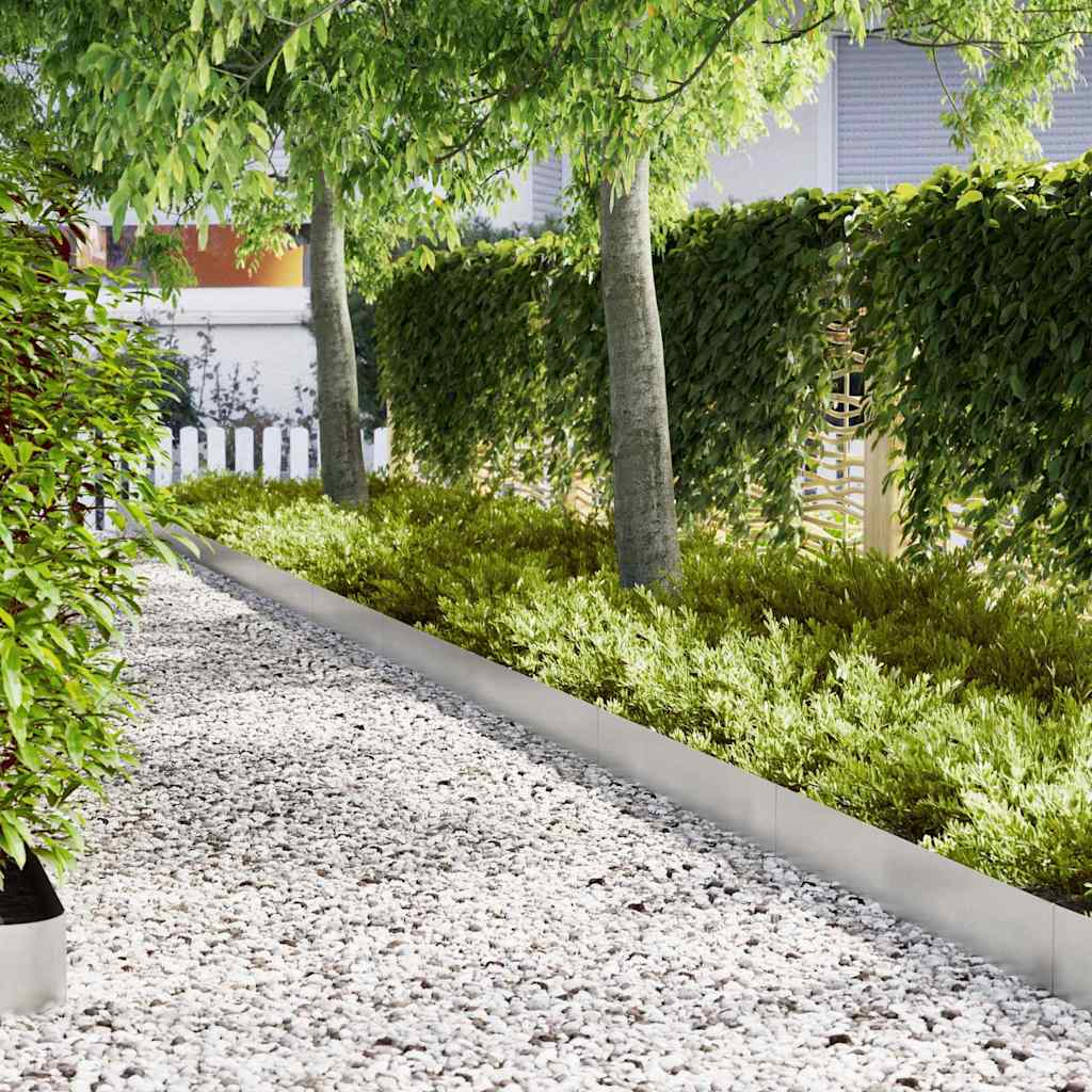 vidaXL Περιγράμματα γκαζόν 10 pcs Ασημί 100 x 0.5 x 20 εκ