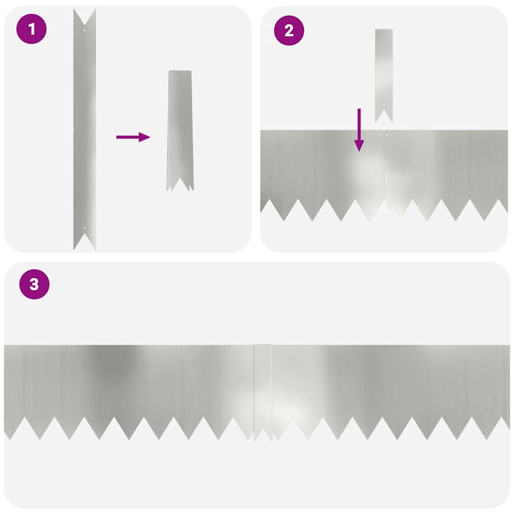 vidaXL Περιγράμματα γκαζόν 30 pcs Ασημί 100 x 0.5 x 20 εκ