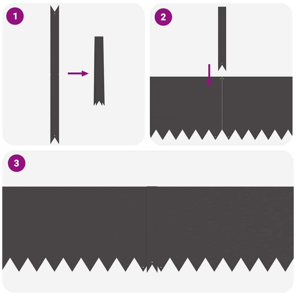 vidaXL Περίγραμμα γκαζόν 10 pcs Μαύρο 100 x 0.05 x 20 εκ