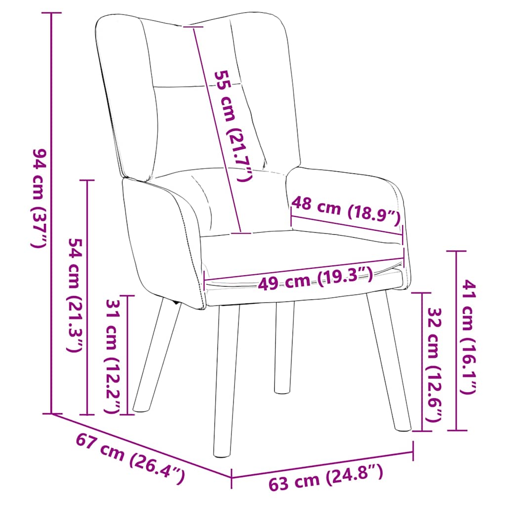 vidaXL Χαλαρωτική Πολυθρόνα Σκούρο γκρι 63 x 67 x 94 εκ. Βελούδο