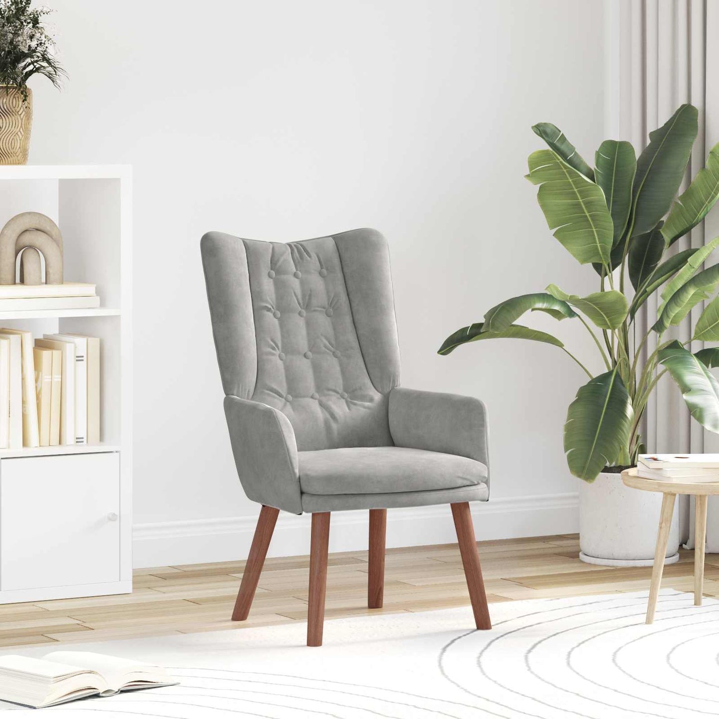 vidaXL Πολυθρόνα Ανοιχτό γκρι 63 x 67 x 94 εκ. Βελούδο