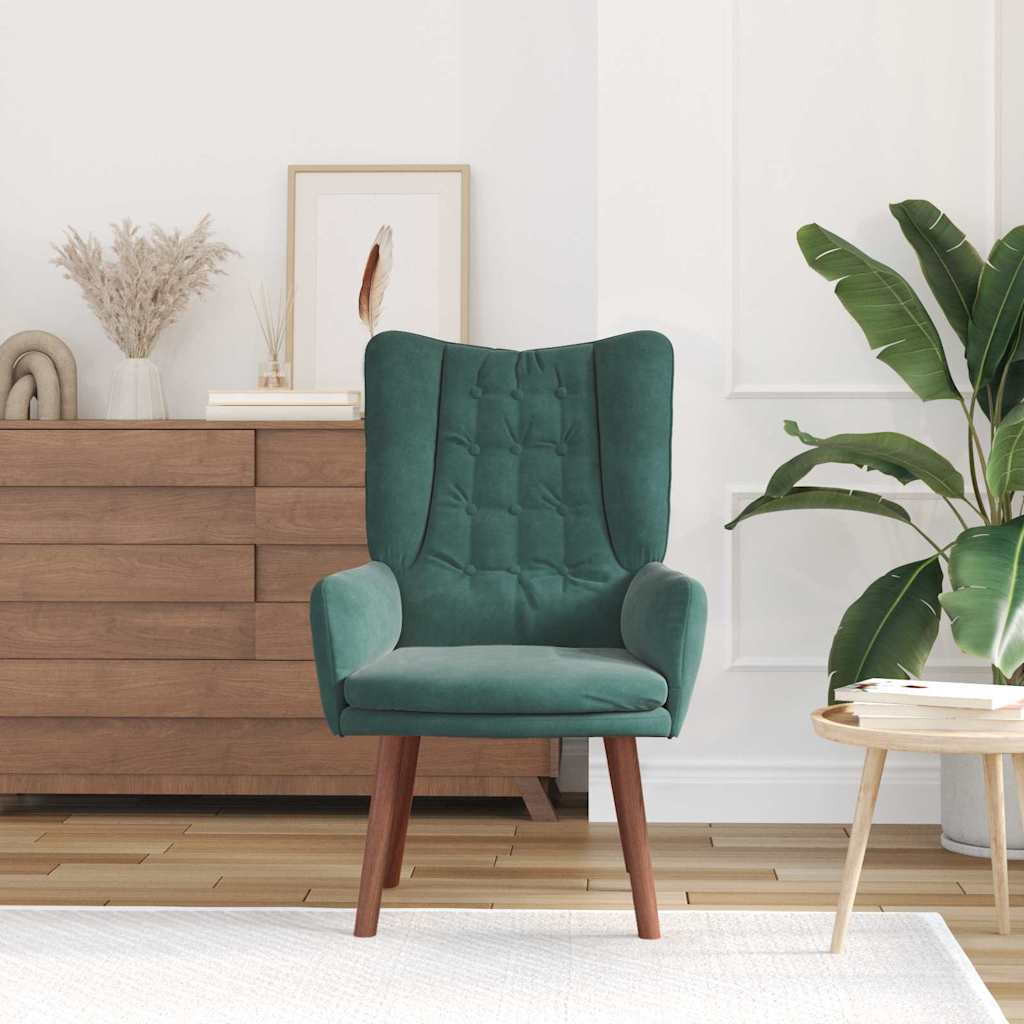 vidaXL Χαλαρωτική Πολυθρόνα Σκούρο πράσινο 63 x 67 x 94 εκ. Βελούδο