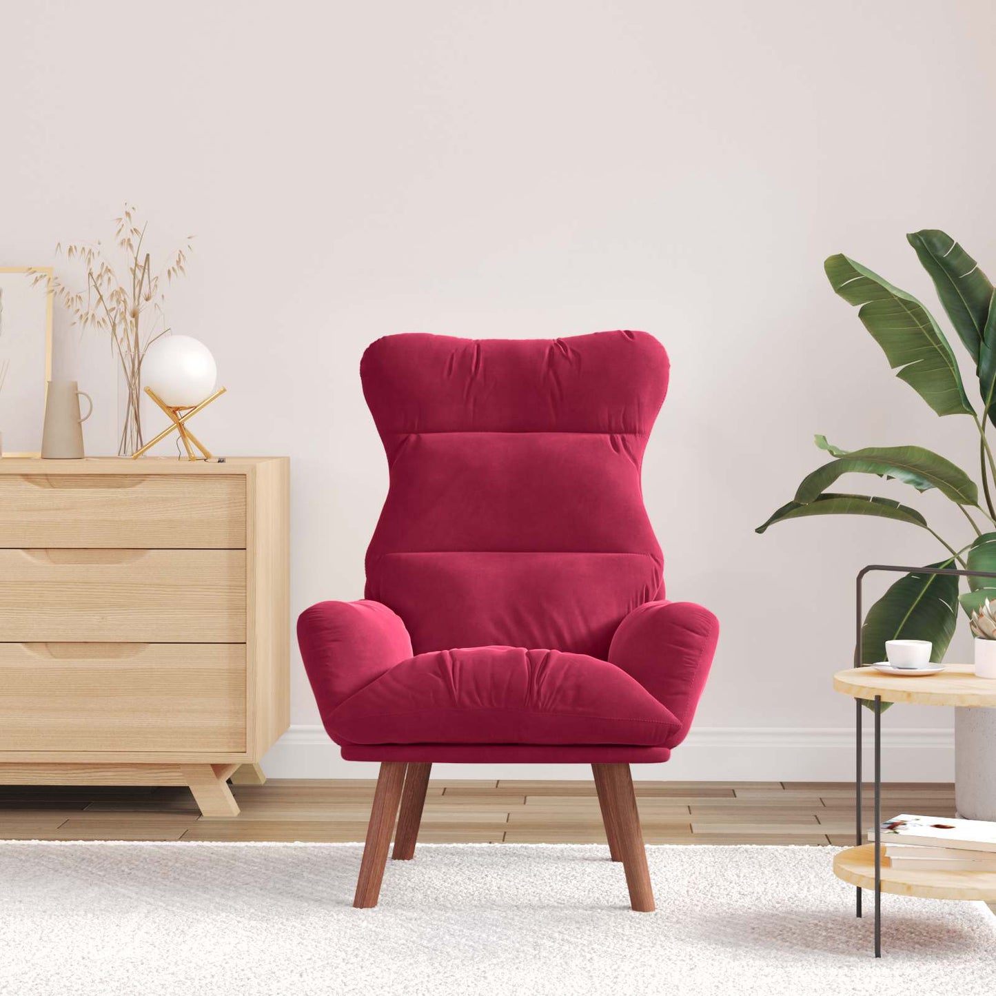 vidaXL Πολυθρόνα Κόκκινο 69 x 74 x 93 εκ. Βελούδο