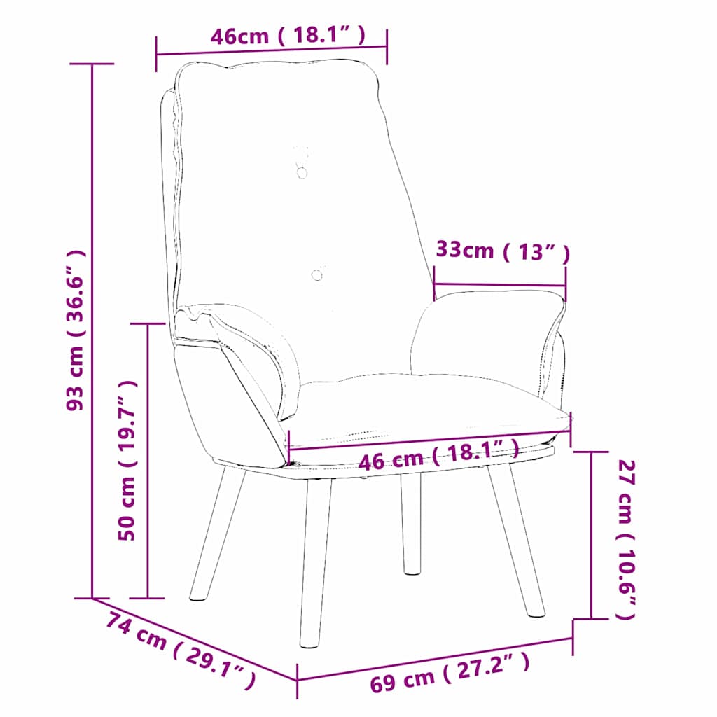 vidaXL Χαλαρωτική Πολυθρόνα Ροζ 69 x 74 x 93 εκ. ύφασμα