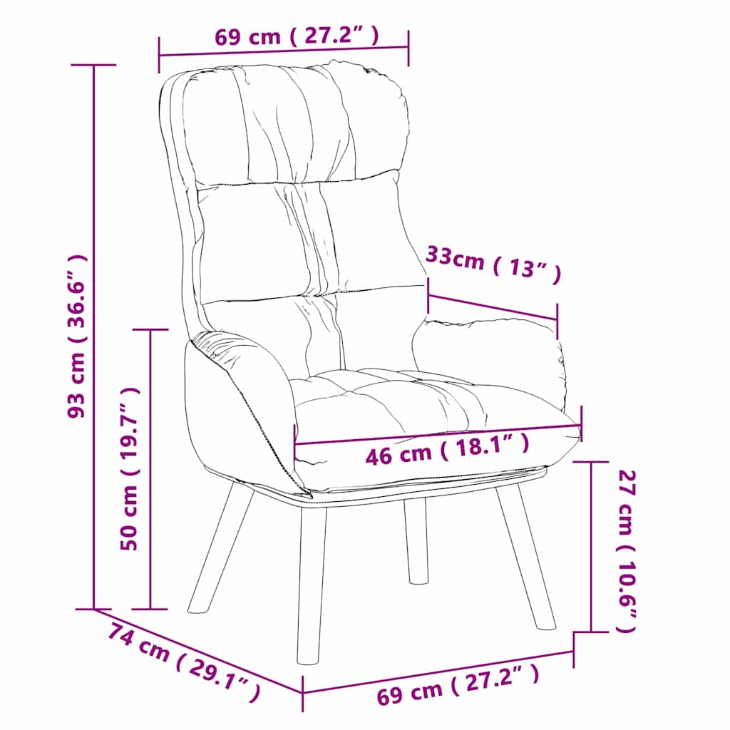 vidaXL Χαλαρωτική Πολυθρόνα Μαύρο 69 x 74 x 93 εκ. Τεχνητό δέρμα