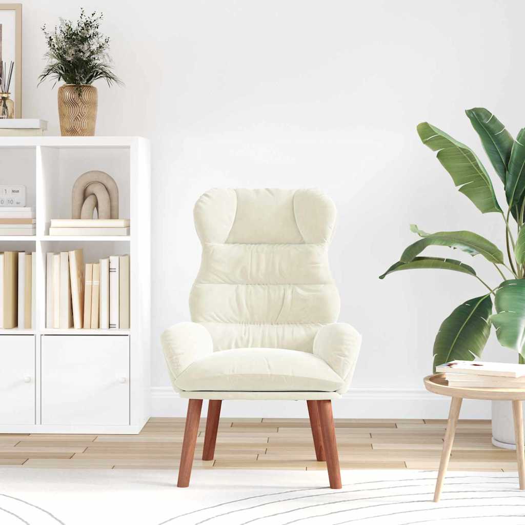 vidaXL Χαλαρωτική Πολυθρόνα Κρεμ 69 x 74 x 93 εκ. Βελούδο