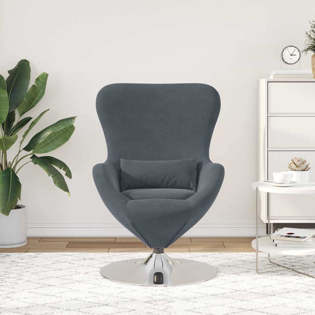 vidaXL Κάθισμα-αυγό Σκούρο γκρι 63 x 73 x 90 εκ Βελούδο
