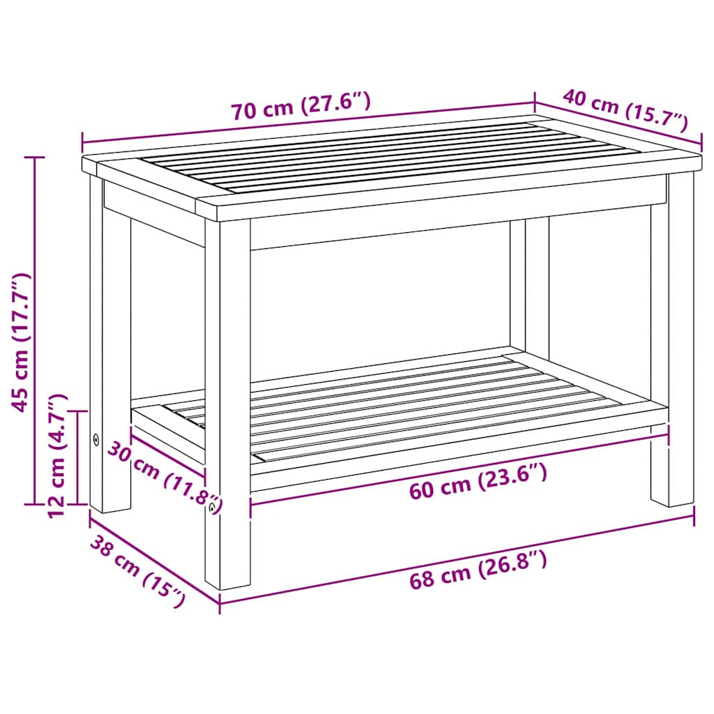 vidaXL Τραπέζι καφέ 70x40x45 εκ. από μασίφ ξύλο ακακίας