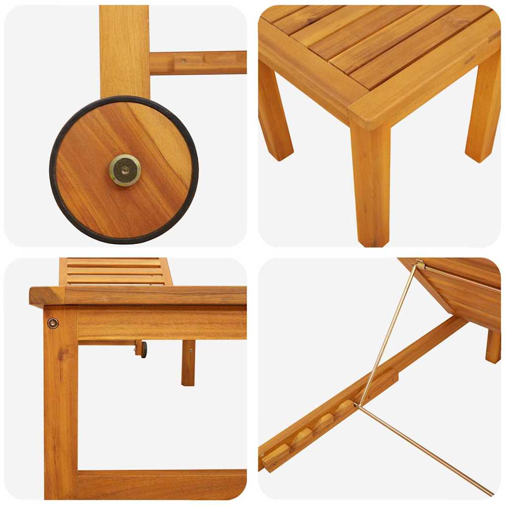 vidaXL Ξαπλώστρα 1-πρόσωπο Καφέ 53 x 202 x 89εκ Μασίφ ξύλο ακακίας