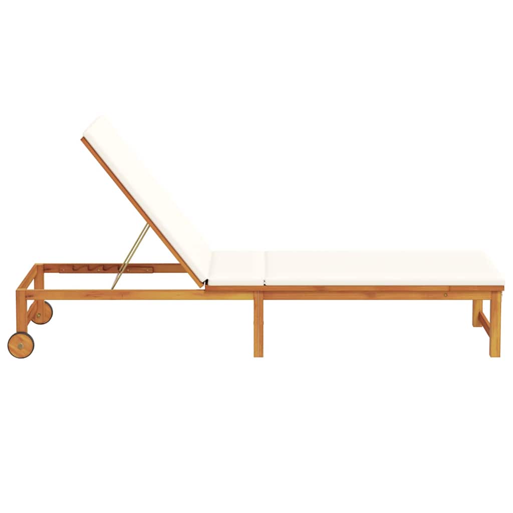 vidaXL Ξαπλώστρα με κρεμ μαξιλαράκια από ακακία