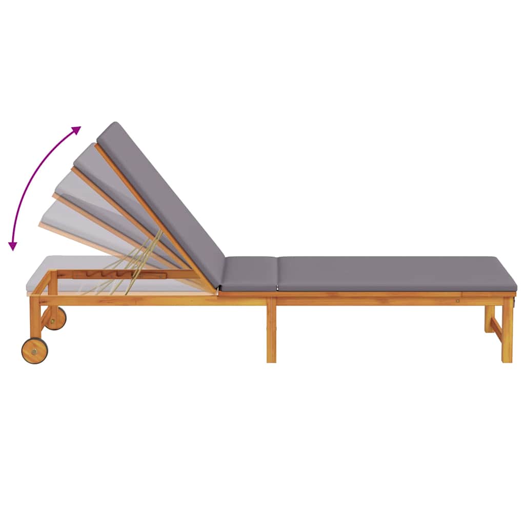 vidaXL Ξαπλώστρα ήλιου με ανοιχτό γκρι μαξιλάρια Μασίφ ξύλο ακακίας