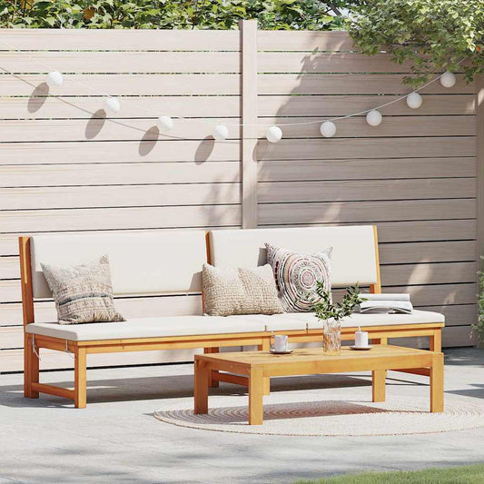 vidaXL Ξαπλώστρα 3-σε-1 με Κρεμ Μαξιλάρια από Σταθερό Ξύλο Ακακίας