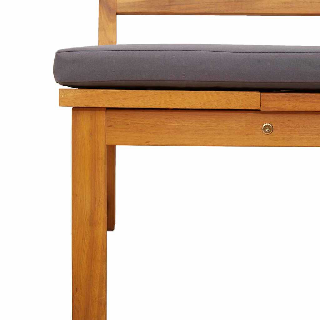 vidaXL Ξαπλώστρα 3 σε 1 με Γκρι Μαξιλάρια από Στερεό Ξύλο Ακακίας