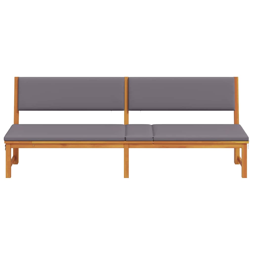 vidaXL Ξαπλώστρα 3 σε 1 με Γκρι Μαξιλάρια από Στερεό Ξύλο Ακακίας