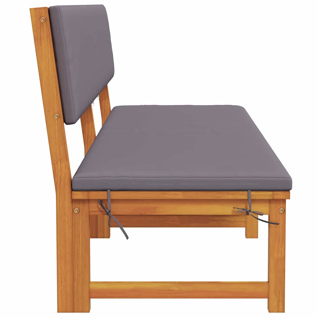 vidaXL Ξαπλώστρα 3 σε 1 με Γκρι Μαξιλάρια από Στερεό Ξύλο Ακακίας