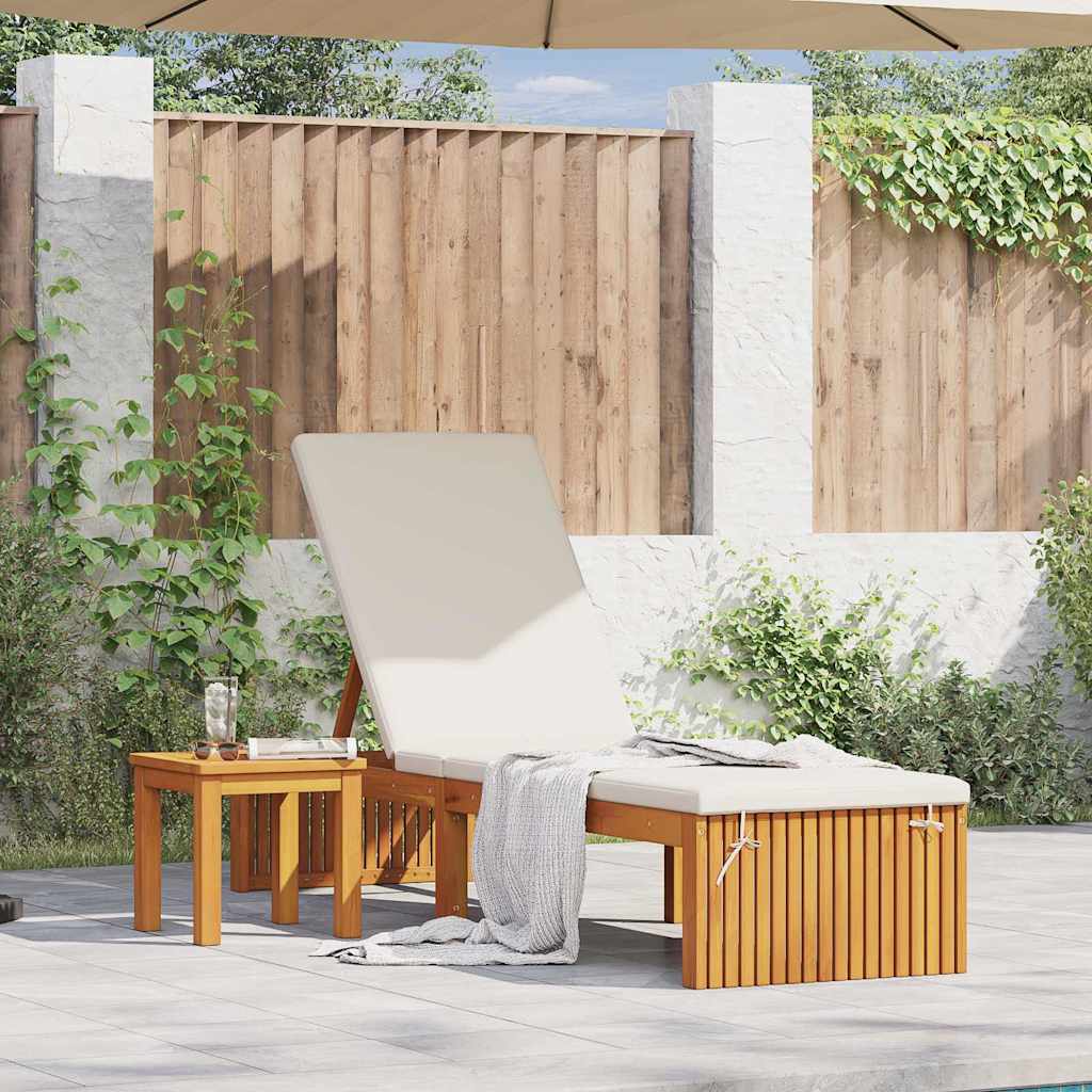 vidaXL Ξαπλώστρα με Μαξιλάρι 200x55x30 εκ Μασίφ Ξύλο Ακακίας