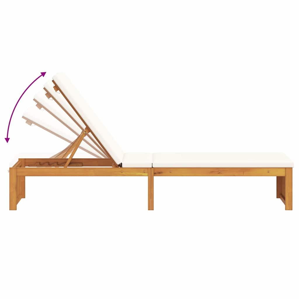 vidaXL Ξαπλώστρα με Μαξιλάρι 200x55x30 εκ Μασίφ Ξύλο Ακακίας