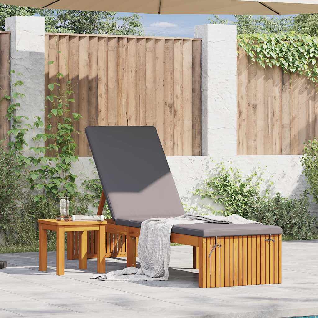 vidaXL Ξαπλώστρα με μαξιλάρι 200x55x30 cm Μασίφ ξύλο ακακίας