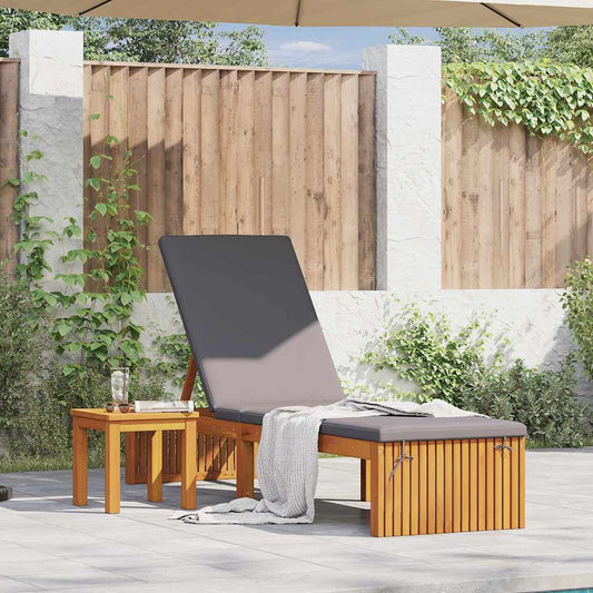 vidaXL Ξαπλώστρα με μαξιλάρι 200x55x30 cm Μασίφ ξύλο ακακίας