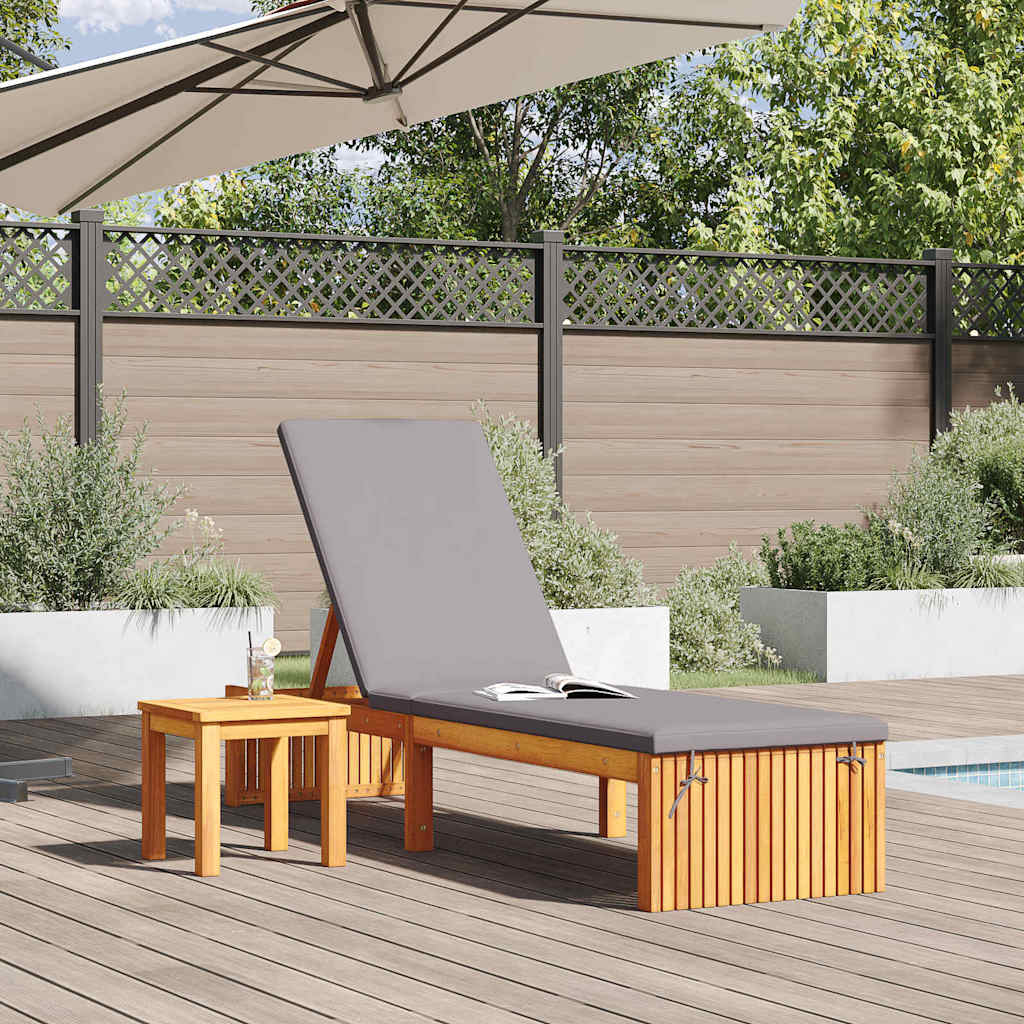 vidaXL Ξαπλώστρα με μαξιλάρι 200x55x30 cm Μασίφ ξύλο ακακίας