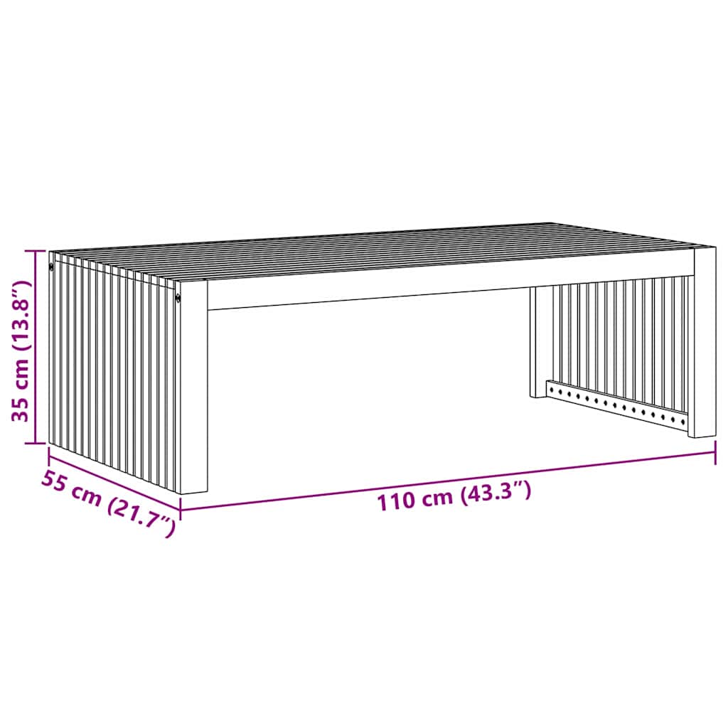 vidaXL Τραπέζι Καφέ Κήπου 110x55x35 εκ. Συμπαγές Ξύλο Ακακίας