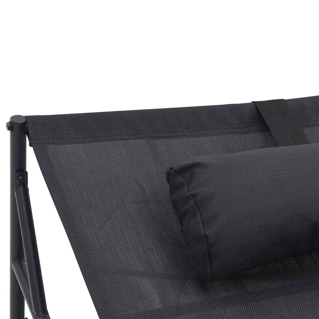 vidaXL Ήλιο-κρεβάτι Ανθρακί 200 x 74 x 73 εκ Textilene, Χάλυβας