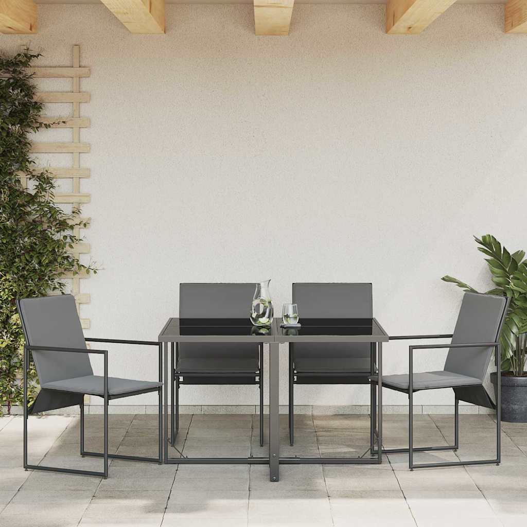 vidaXL Καρέκλα με μαξιλάρι 4 pcs Μαύρο και Ανθρακί Textilene