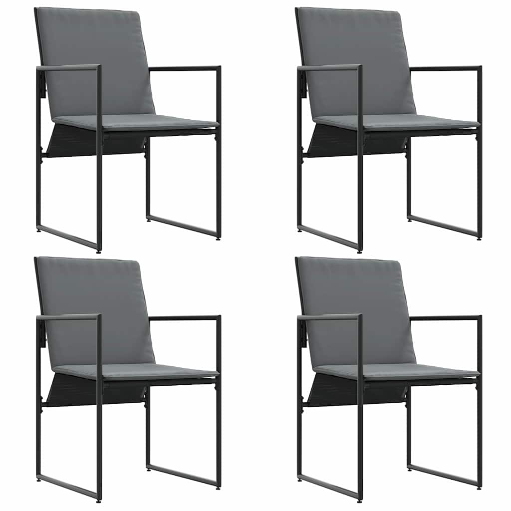 vidaXL Καρέκλα με μαξιλάρι 4 pcs Μαύρο και Ανθρακί Textilene