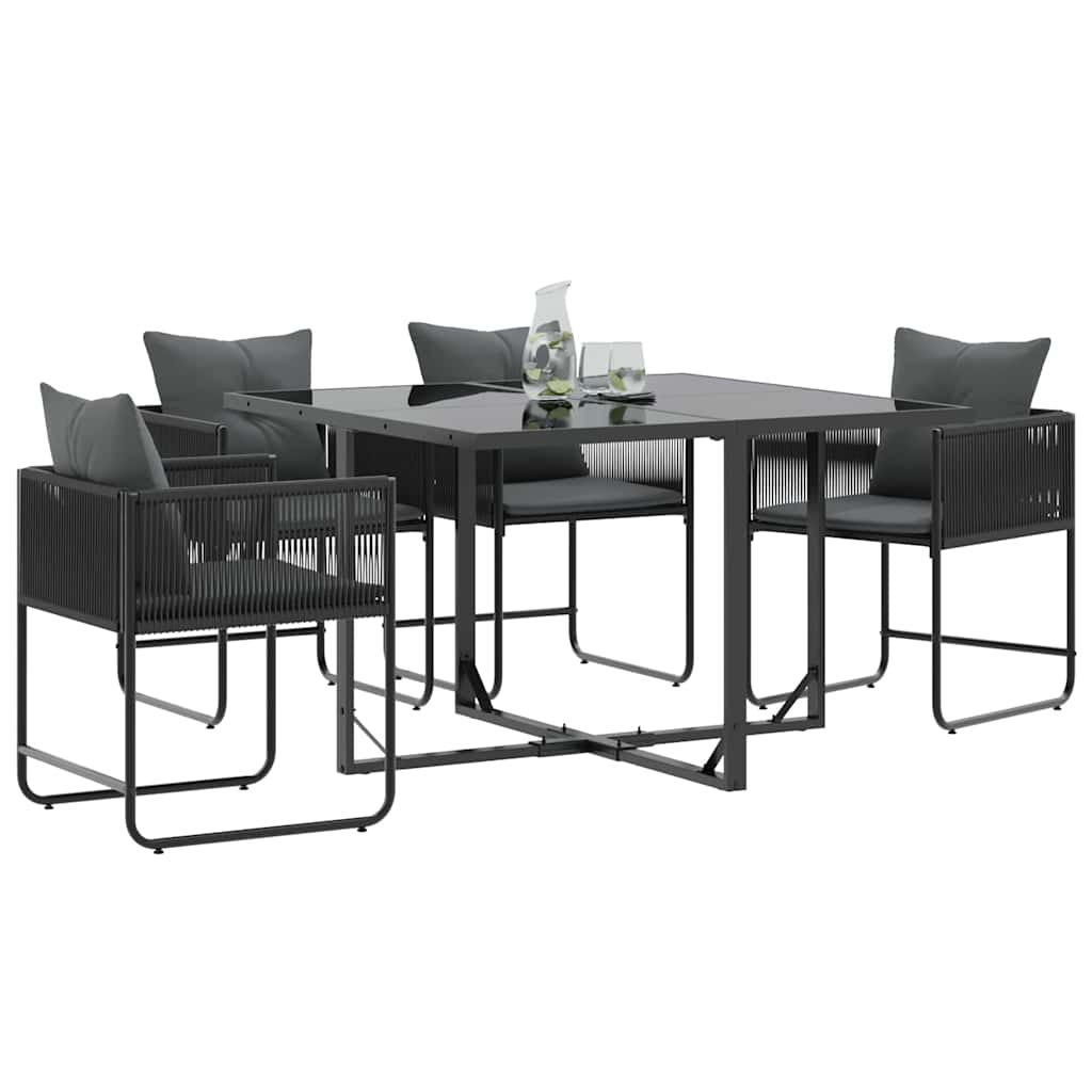 vidaXL Καρέκλες Κήπου με Μαξιλάρια 4 τμχ Μαύρο Συνθετικό Ρατάν