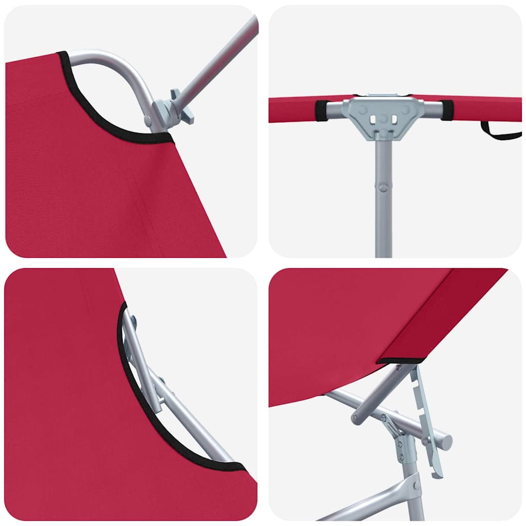 vidaXL Ξαπλώστρα 2-πρόσωπο 2 pcs Κόκκινο 58 x 188 x 77 εκ. ύφασμα