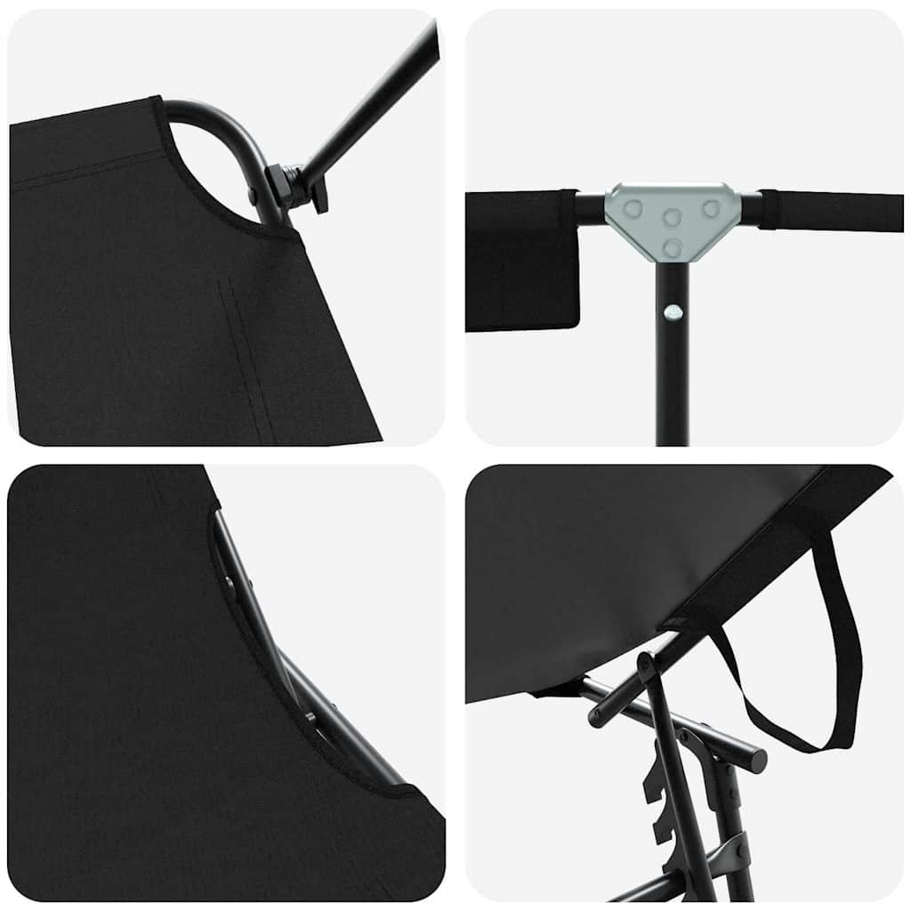 vidaXL Πτυσσόμενη ξαπλώστρα 2 pcs Μαύρο 56 x 190 x 81εκ ύφασμα