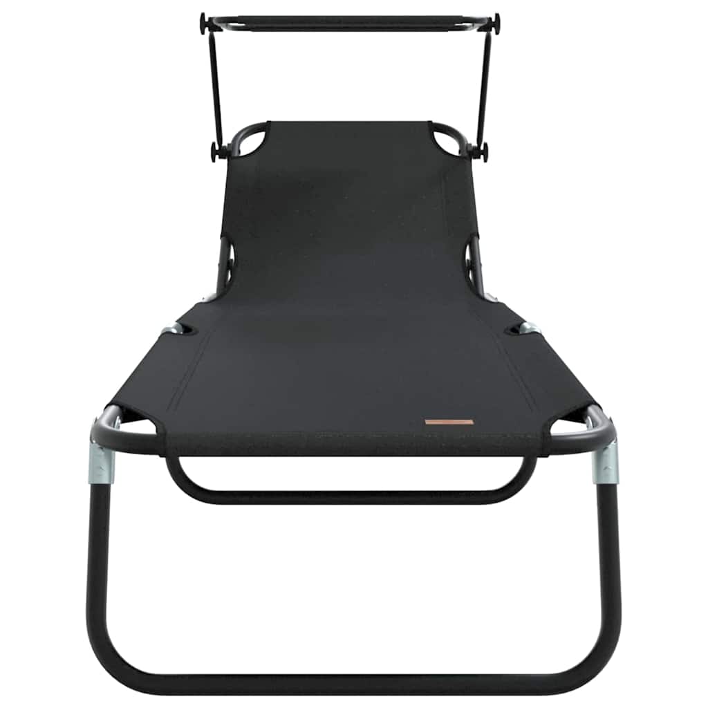 vidaXL Πτυσσόμενη ξαπλώστρα 2 pcs Μαύρο 56 x 190 x 81εκ ύφασμα