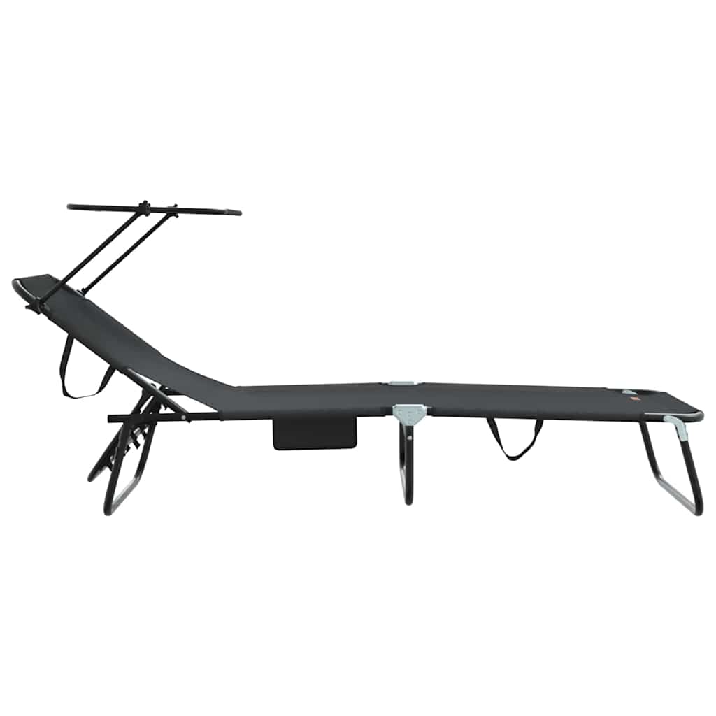 vidaXL Πτυσσόμενη ξαπλώστρα 2 pcs Μαύρο 56 x 190 x 81εκ ύφασμα