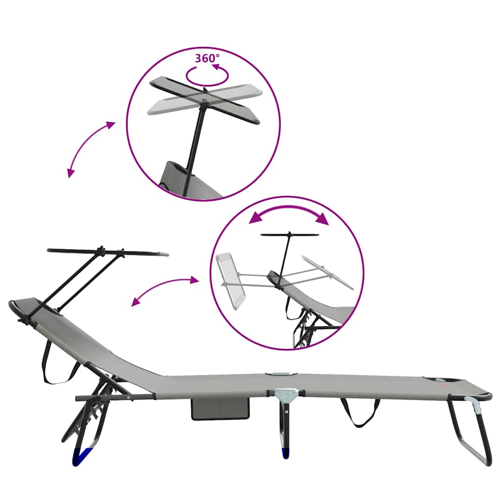 vidaXL Πτυσσόμενη ξαπλώστρα 2 pcs Γκρι 56 x 190 x 81εκ ύφασμα