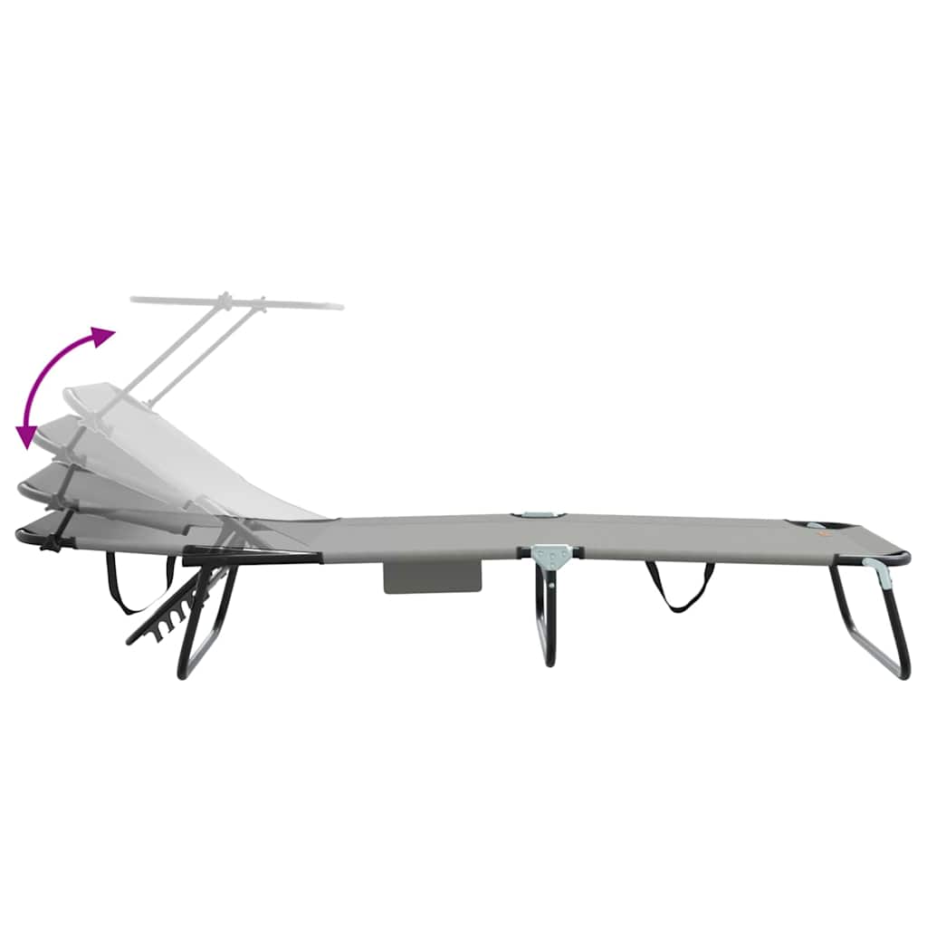 vidaXL Πτυσσόμενη ξαπλώστρα 2 pcs Γκρι 56 x 190 x 81εκ ύφασμα