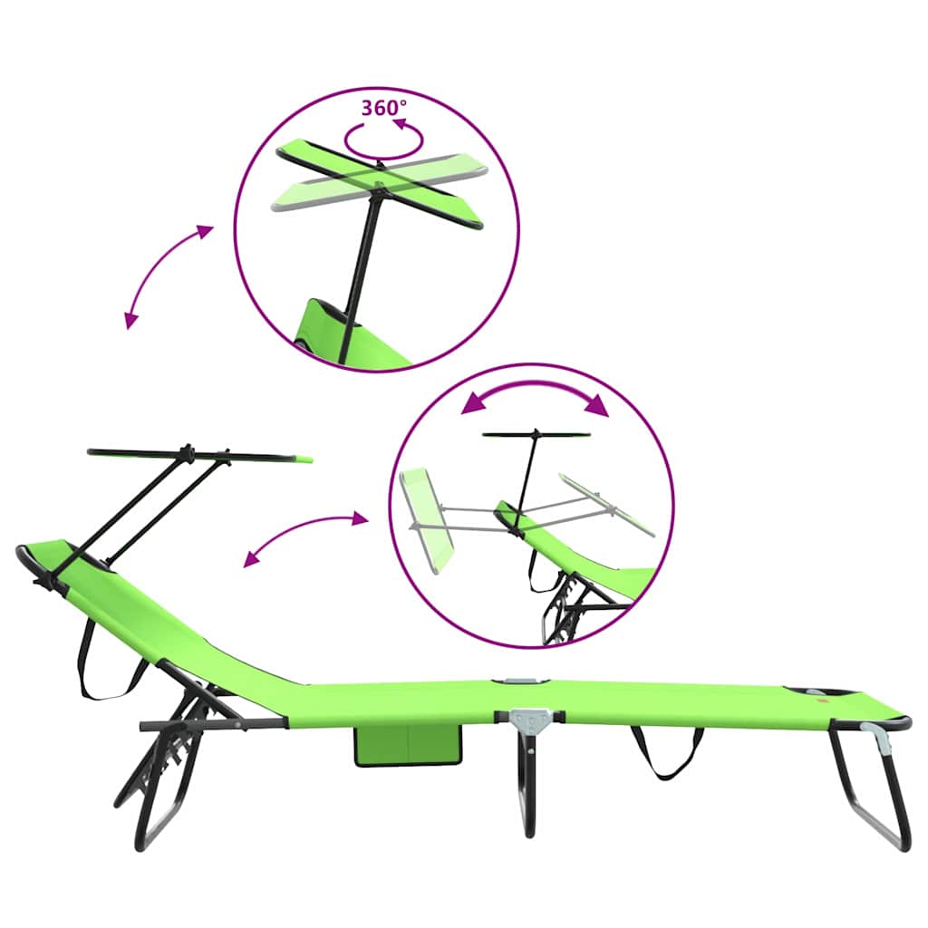 vidaXL Πτυσσόμενη ξαπλώστρα 2 pcs Πράσινο 56 x 190 x 81εκ ύφασμα