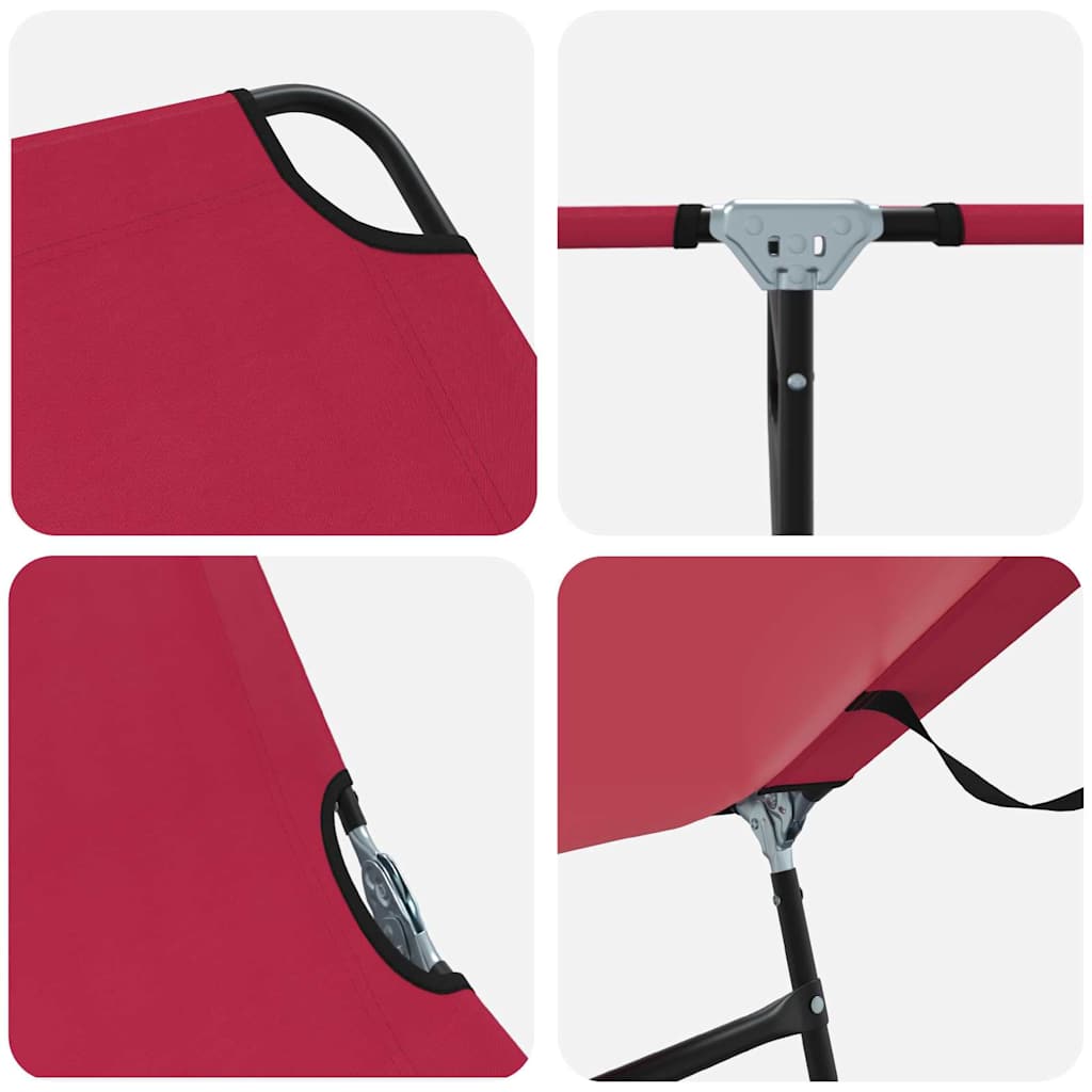 vidaXL Πτυσσόμενη ξαπλώστρα 1-πρόσωπο Κόκκινο 56 x 189 x 87 εκ. ύφασμα