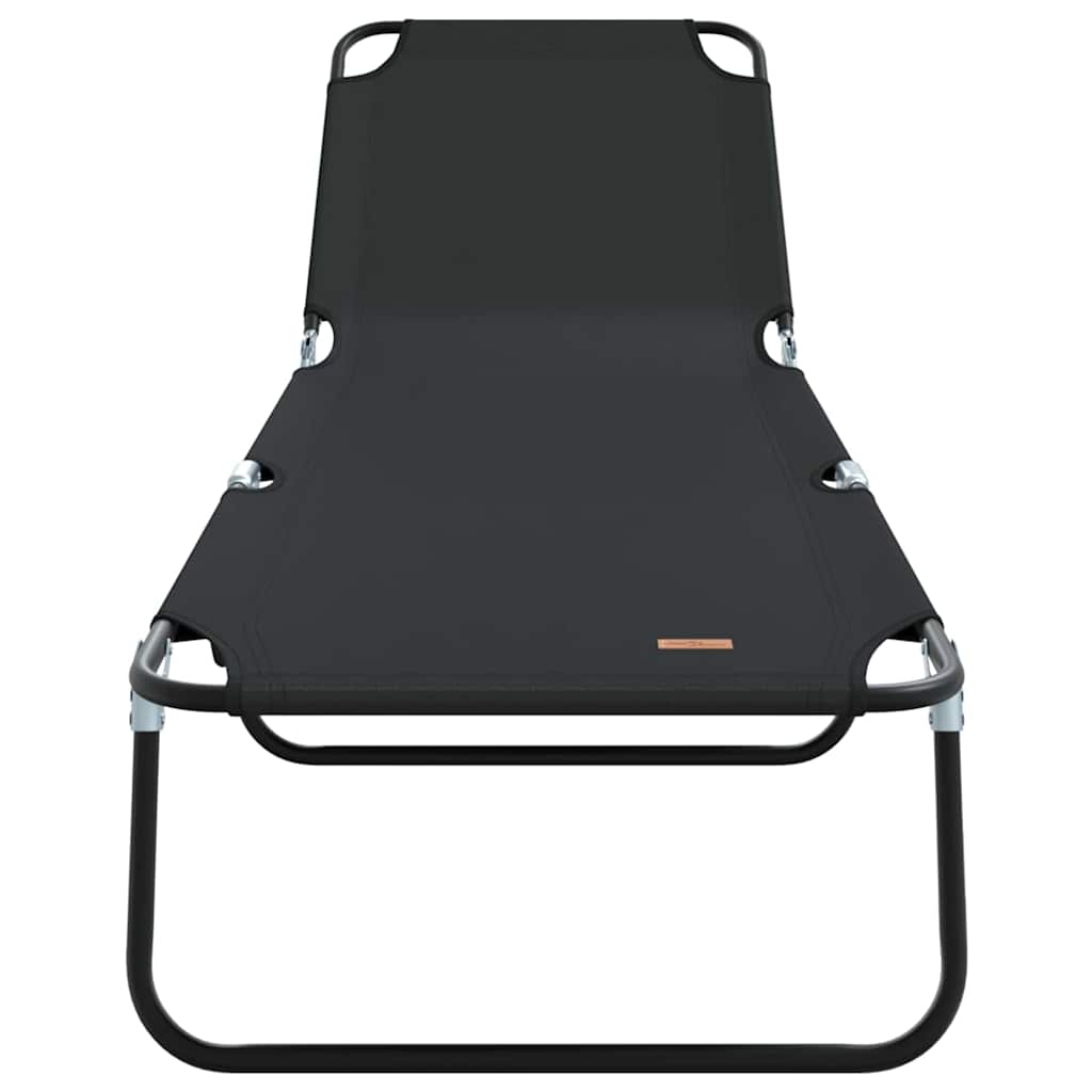 vidaXL Πτυσσόμενη ξαπλώστρα 2 pcs Μαύρο 56 x 189 x 87 εκ. ύφασμα