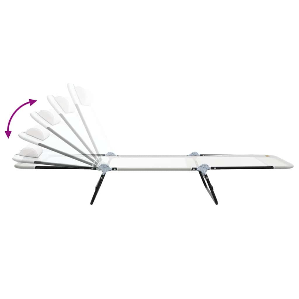 vidaXL Πτυσσόμενη ξαπλώστρα Κρεμ 182 x 55 x 85.5 εκ. Textilene