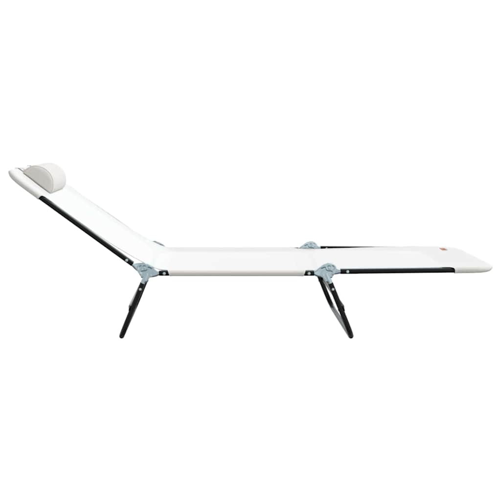 vidaXL Πτυσσόμενη ξαπλώστρα Κρεμ 182 x 55 x 85.5 εκ. Textilene