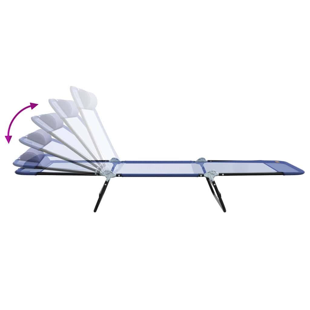 vidaXL Πτυσσόμενη ξαπλώστρα Ναυτικό μπλε 182 x 55 x 85.5 εκ. Textilene
