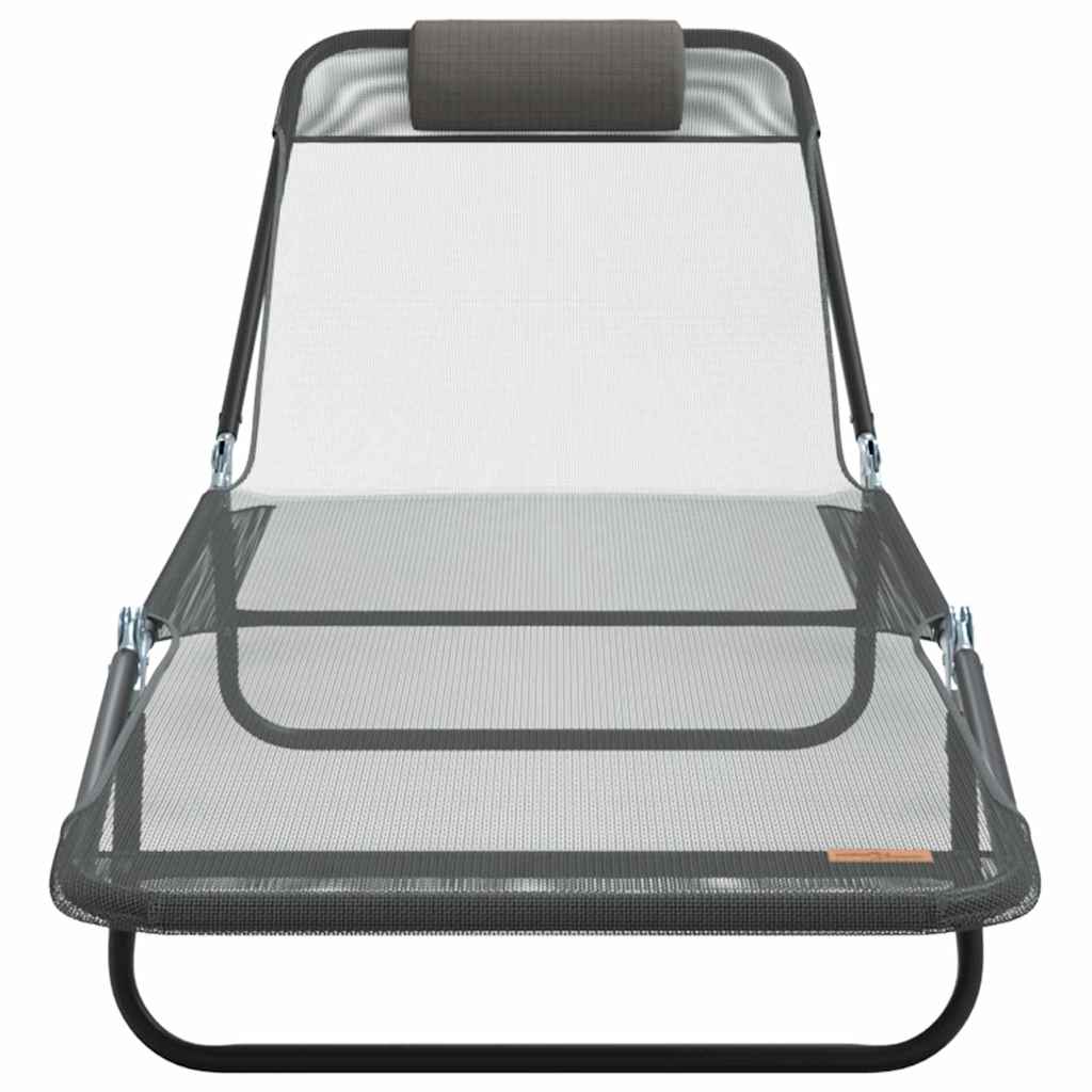 vidaXL Πτυσσόμενη ξαπλώστρα Γκρι 182 x 55 x 85.5 εκ. Textilene