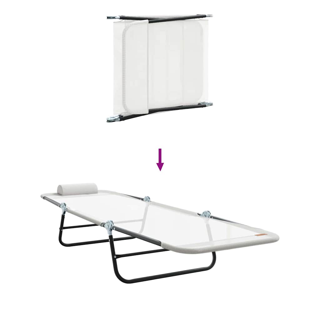 vidaXL Πτυσσόμενη ξαπλώστρα 2 pcs Κρεμ 182 x 55 x 85.5 εκ. Textilene