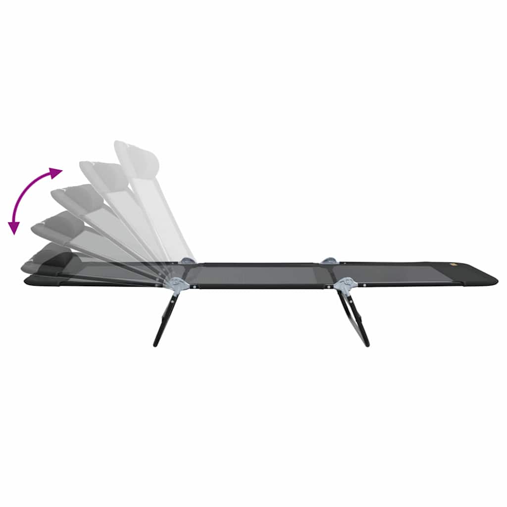 vidaXL Πτυσσόμενη ξαπλώστρα 2 pcs Μαύρο 182 x 55 x 85.5 εκ. Textilene
