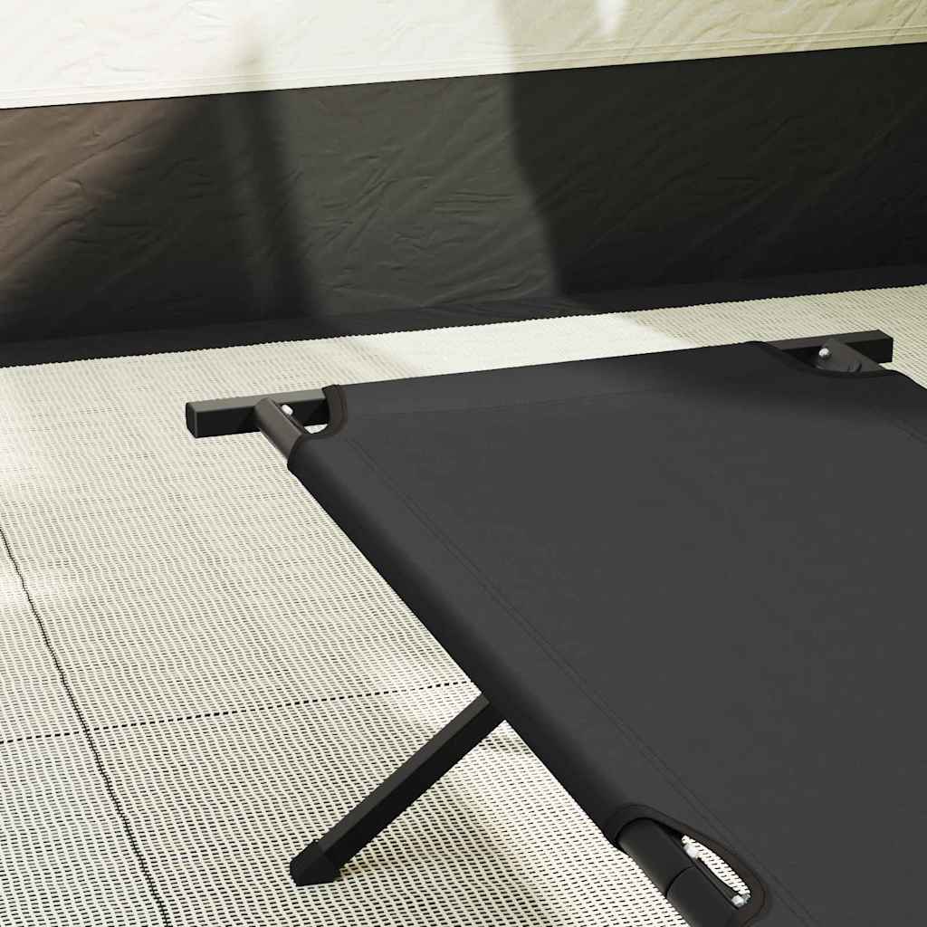 vidaXL Αναδιπλούμενο Κρεβάτι Κάμπινγκ Μαύρο Ύφασμα Oxford