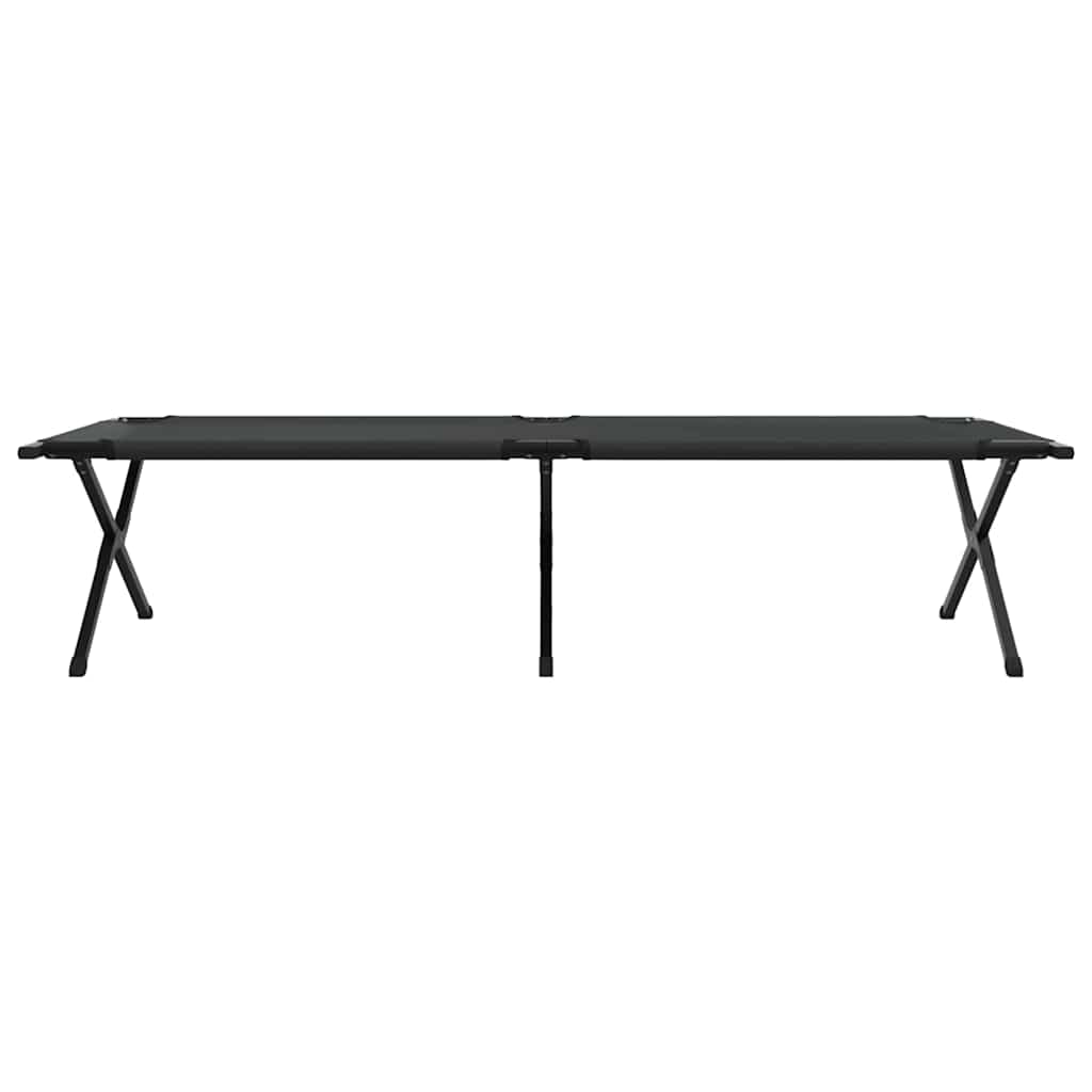 vidaXL Αναδιπλούμενο Κρεβάτι Κάμπινγκ Μαύρο Ύφασμα Oxford